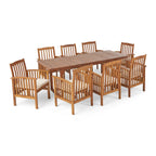 Ensemble de salle à manger d'extérieur extensible Sorrento en bois d'acacia, 9 pièces, par Christopher Knight Home