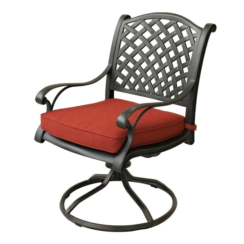 Ensemble de salle à manger rond en aluminium bronze vieilli South Ponto 5 pièces avec chaises pivotantes par Havenside Home