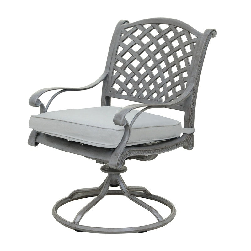 Ensemble de salle à manger rond en aluminium bronze vieilli South Ponto 5 pièces avec chaises pivotantes par Havenside Home
