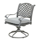 Ensemble de salle à manger rond en aluminium bronze vieilli South Ponto 5 pièces avec chaises pivotantes par Havenside Home