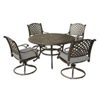 Ensemble de salle à manger rond en aluminium bronze vieilli South Ponto 5 pièces avec chaises pivotantes par Havenside Home