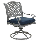 Ensemble de salle à manger rond en aluminium bronze vieilli South Ponto 5 pièces avec chaises pivotantes par Havenside Home