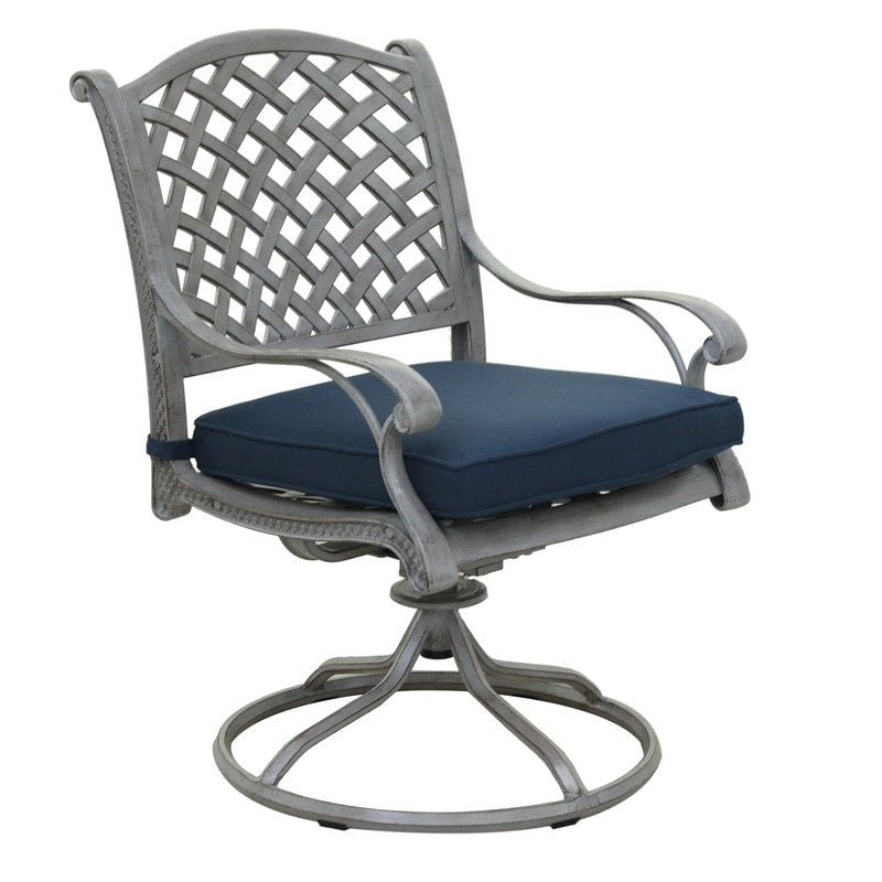 Ensemble de salle à manger rond en aluminium bronze vieilli South Ponto 5 pièces avec chaises pivotantes par Havenside Home