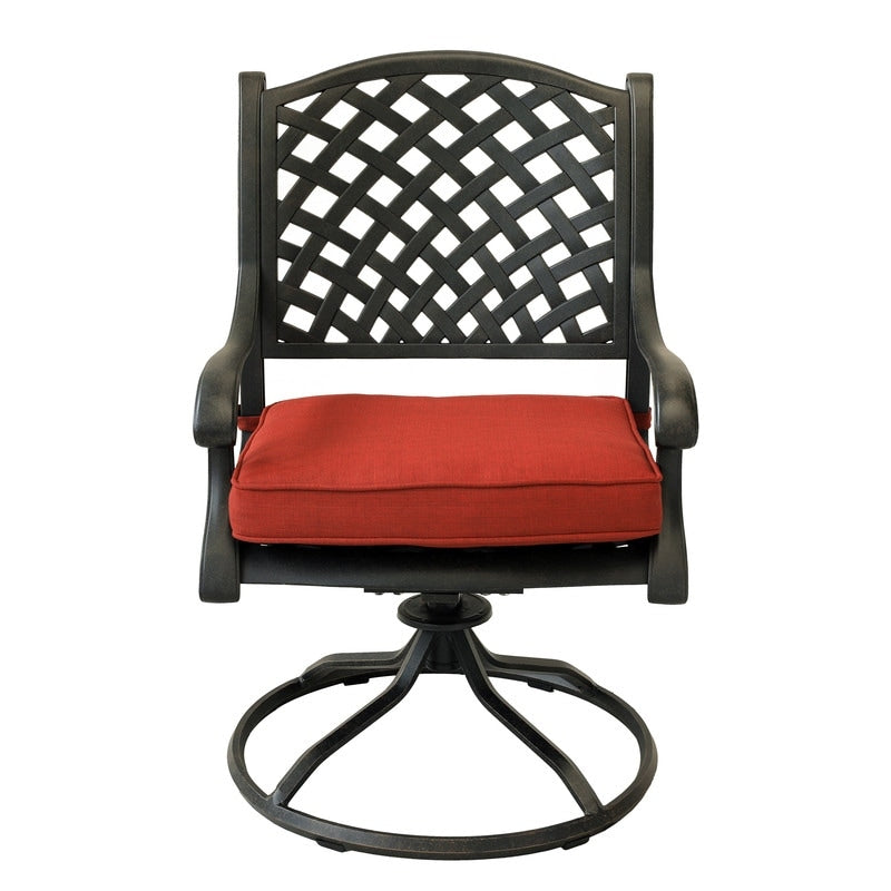 Ensemble de salle à manger rond en aluminium bronze vieilli South Ponto 5 pièces avec chaises pivotantes par Havenside Home