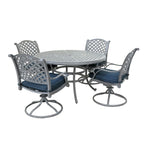 Ensemble de salle à manger rond en aluminium bronze vieilli South Ponto 5 pièces avec chaises pivotantes par Havenside Home