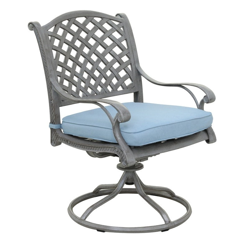 Ensemble de salle à manger rond en aluminium bronze vieilli South Ponto 5 pièces avec chaises pivotantes par Havenside Home
