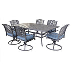 Ensemble de salle à manger en aluminium South Ponto 7 pièces avec chaises pivotantes rembourrées par Havenside Home