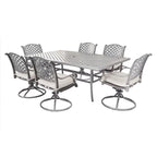 Ensemble de salle à manger en aluminium South Ponto 7 pièces avec chaises pivotantes rembourrées par Havenside Home