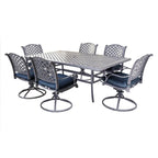 Ensemble de salle à manger en aluminium South Ponto 7 pièces avec chaises pivotantes rembourrées par Havenside Home