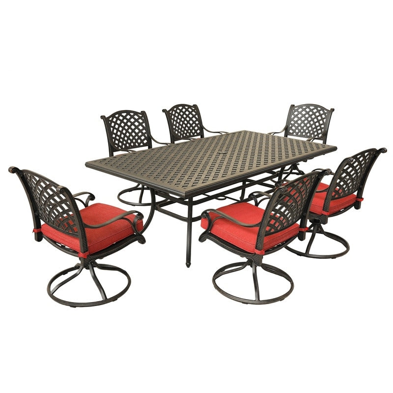 Ensemble de salle à manger en aluminium South Ponto 7 pièces avec chaises pivotantes rembourrées par Havenside Home