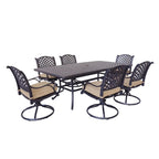 Ensemble de salle à manger en aluminium South Ponto 7 pièces avec chaises pivotantes rembourrées par Havenside Home