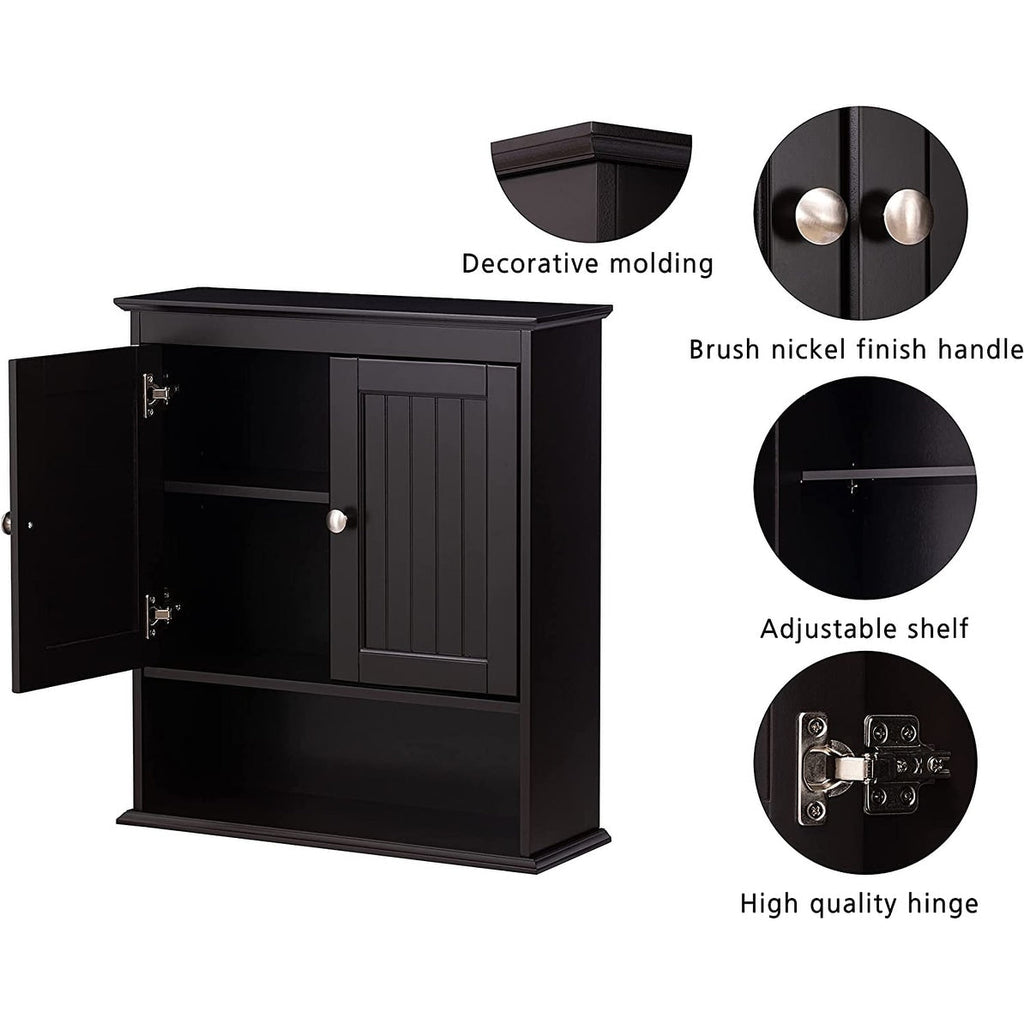 Spirich - Meuble de rangement mural gain de place au-dessus des toilettes avec porte, en bois, blanc