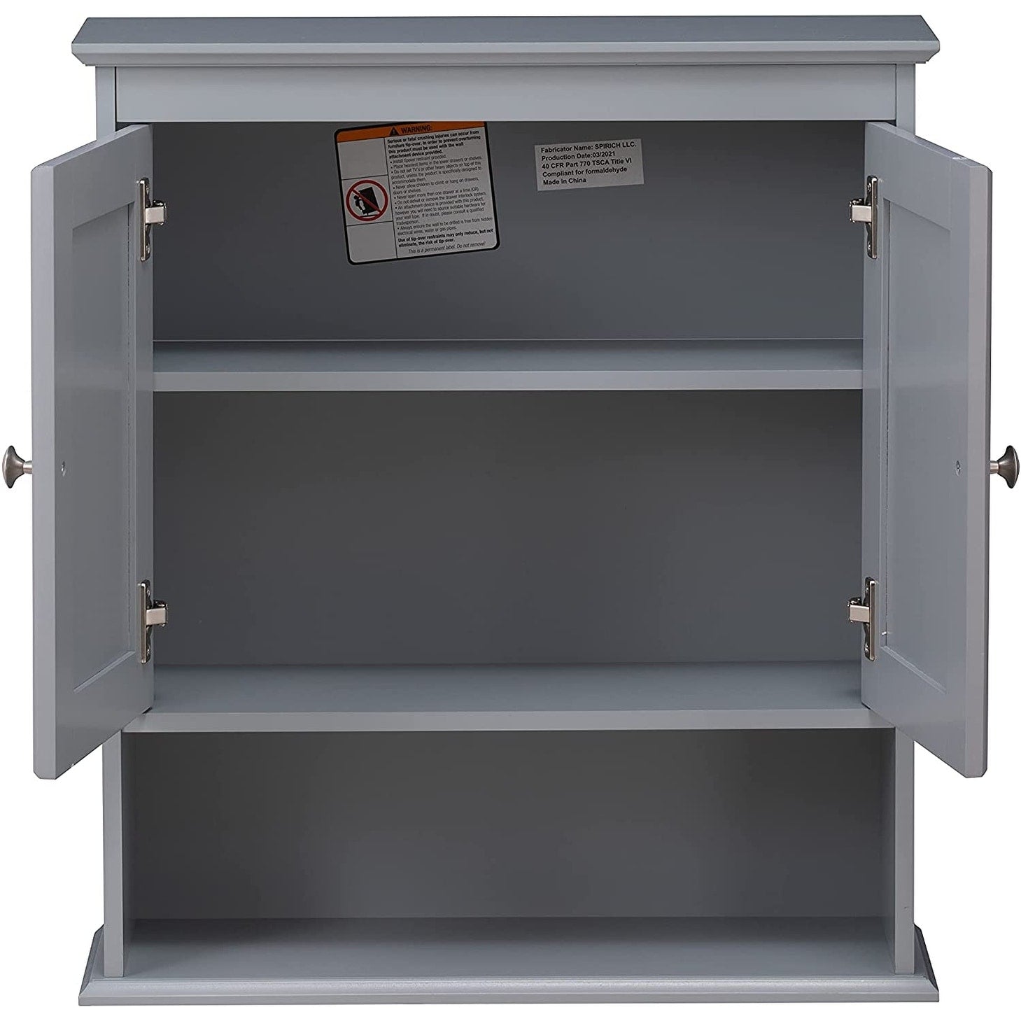 Spirich - Meuble de rangement mural gain de place au-dessus des toilettes avec porte, en bois, blanc