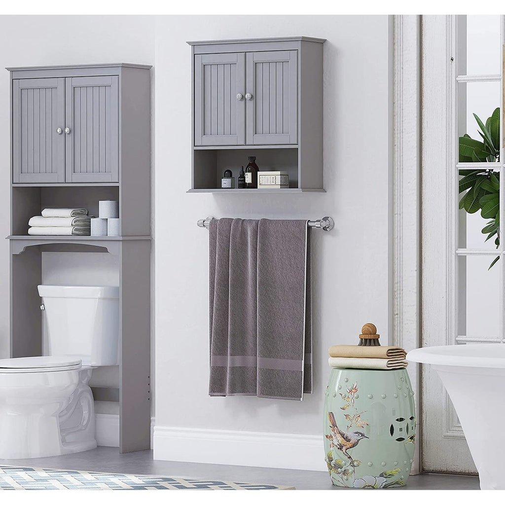 Spirich - Meuble de rangement mural gain de place au-dessus des toilettes avec porte, en bois, blanc