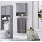 Spirich - Meuble de rangement mural gain de place au-dessus des toilettes avec porte, en bois, blanc