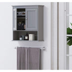Spirich - Meuble de rangement mural gain de place au-dessus des toilettes avec porte, en bois, blanc