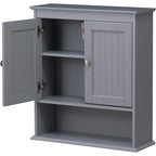 Spirich - Meuble de rangement mural gain de place au-dessus des toilettes avec porte, en bois, blanc