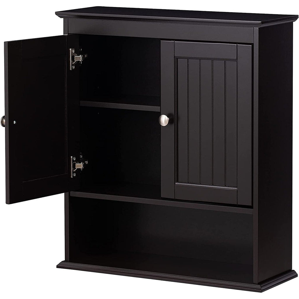Spirich - Meuble de rangement mural gain de place au-dessus des toilettes avec porte, en bois, blanc
