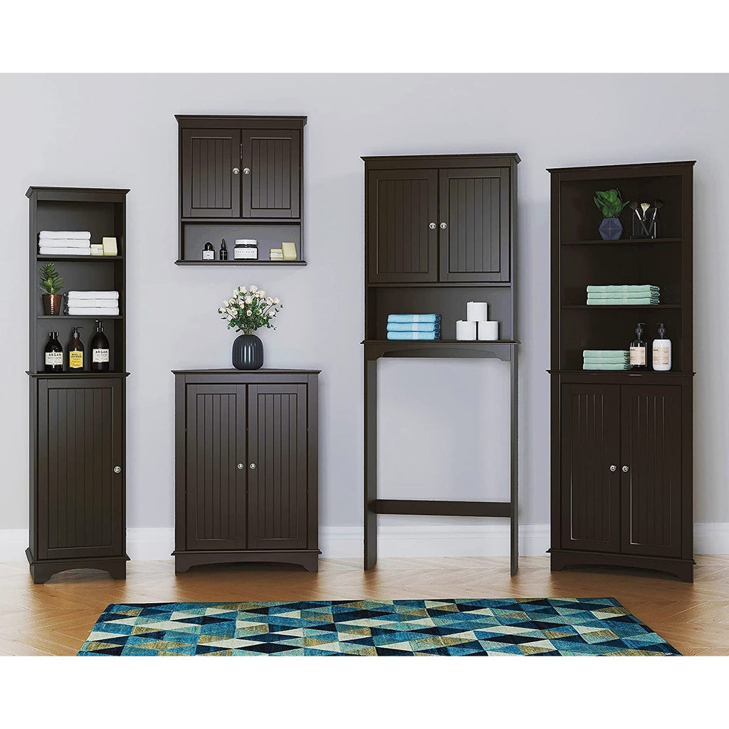 Spirich - Meuble de rangement mural gain de place au-dessus des toilettes avec porte, en bois, blanc