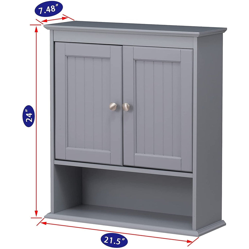 Spirich - Meuble de rangement mural gain de place au-dessus des toilettes avec porte, en bois, blanc