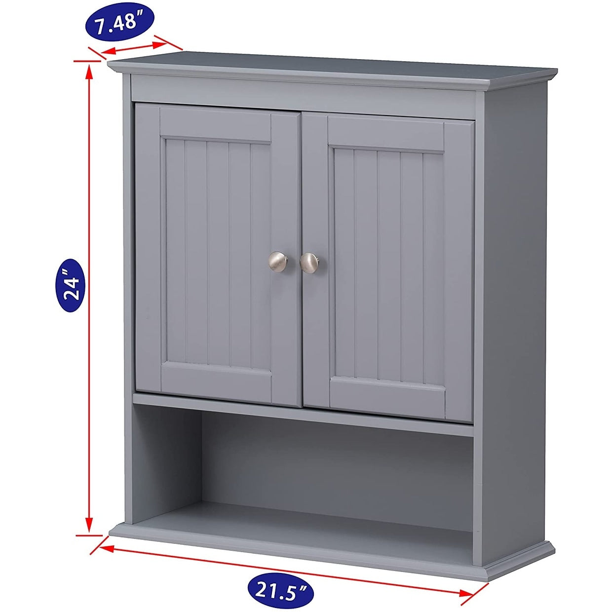 Spirich - Meuble de rangement mural gain de place au-dessus des toilettes avec porte, en bois, blanc