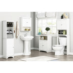 Spirich - Meuble de rangement mural gain de place au-dessus des toilettes avec porte, en bois, blanc