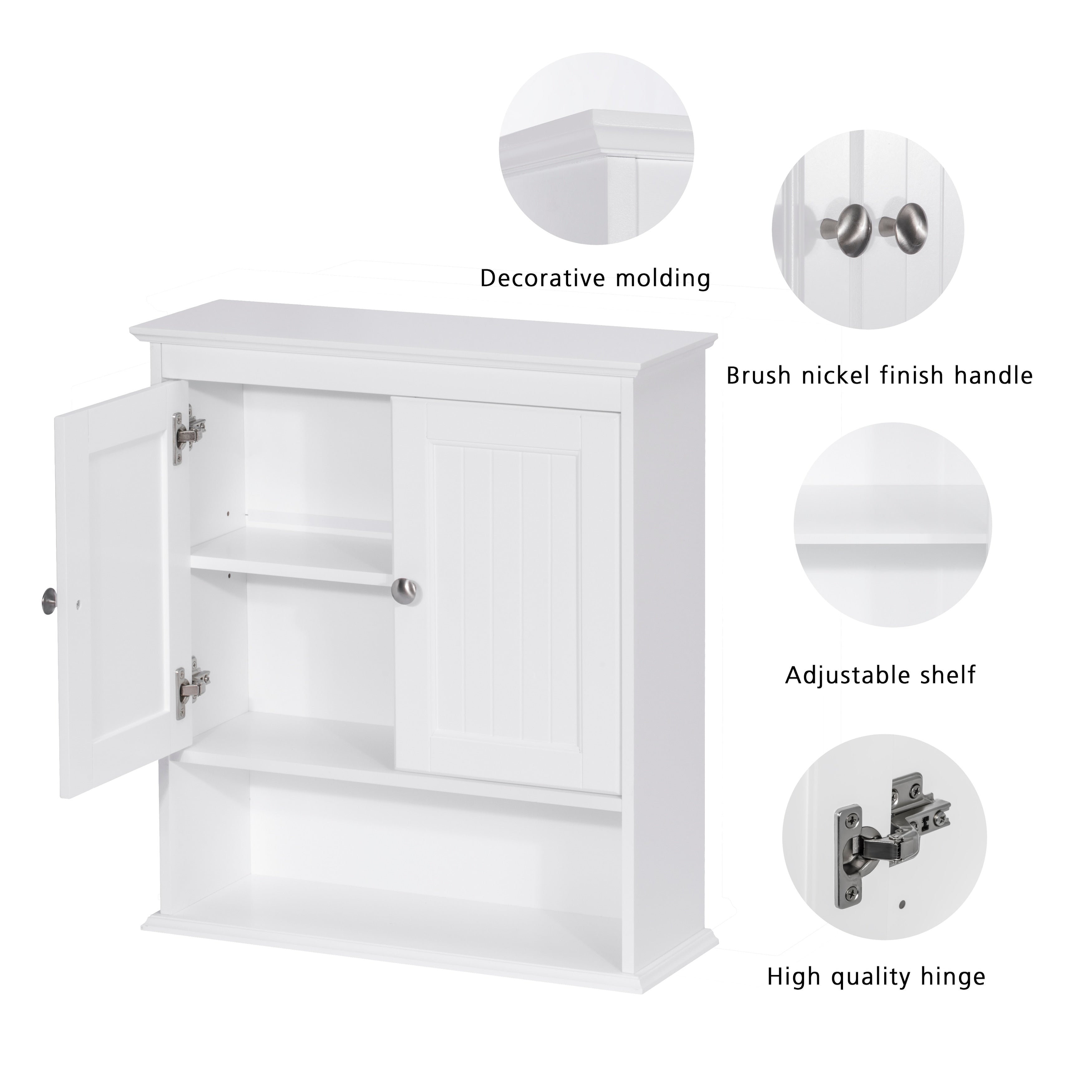 Spirich - Meuble de rangement mural gain de place au-dessus des toilettes avec porte, en bois, blanc