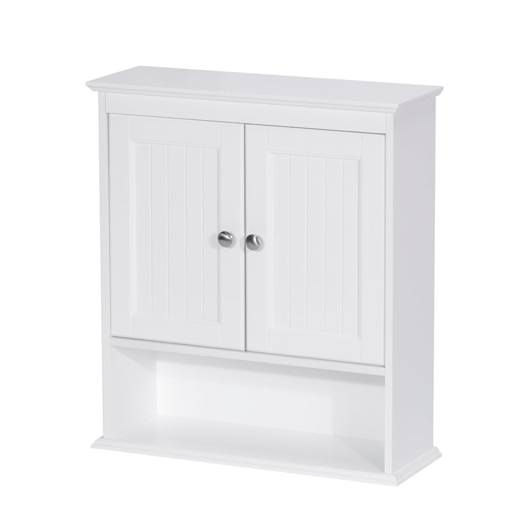 Spirich - Meuble de rangement mural gain de place au-dessus des toilettes avec porte, en bois, blanc
