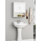 Spirich - Meuble de rangement mural gain de place au-dessus des toilettes avec porte, en bois, blanc