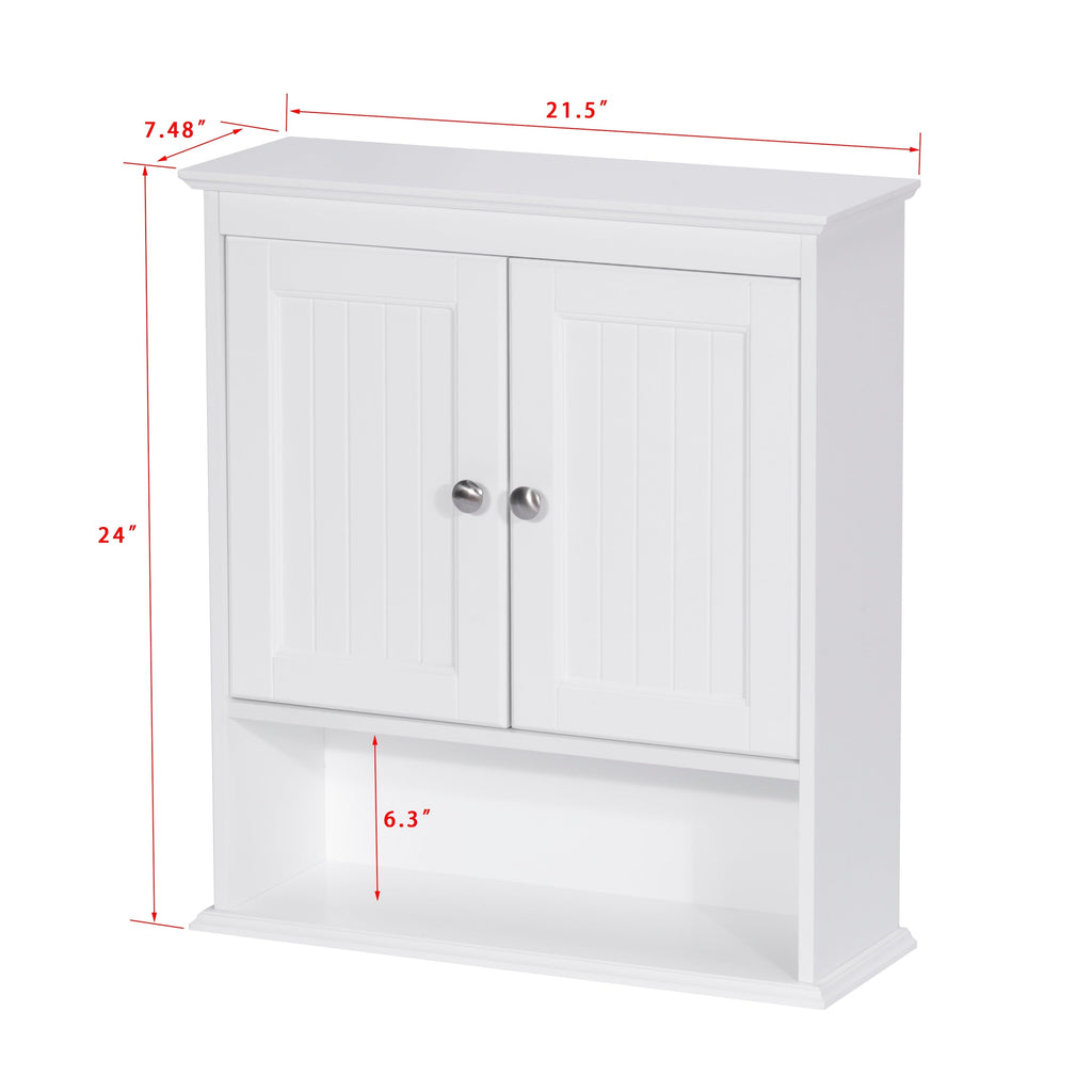 Spirich - Meuble de rangement mural gain de place au-dessus des toilettes avec porte, en bois, blanc