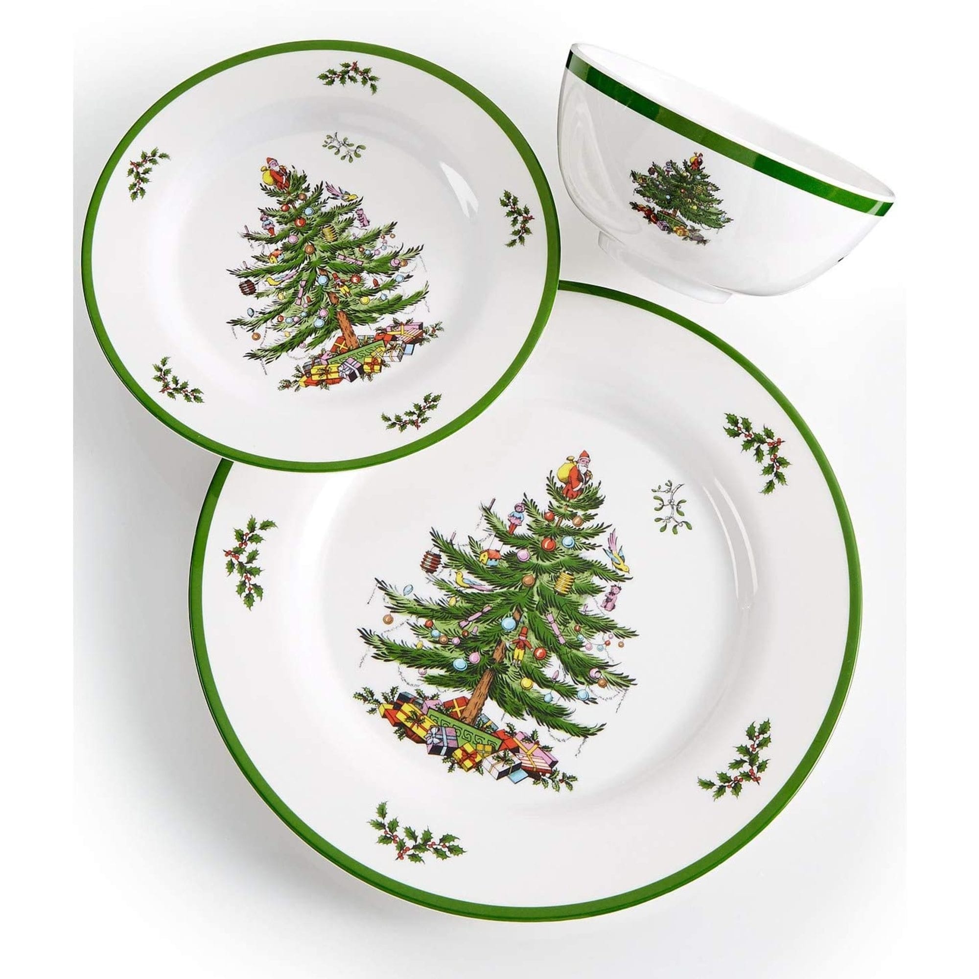Ensemble de 4 assiettes plates en mélamine Spode motif sapin de Noël - 11 D