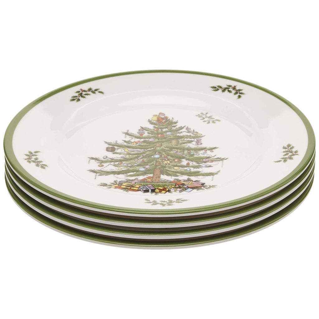 Ensemble de 4 assiettes plates en mélamine Spode motif sapin de Noël - 11 D