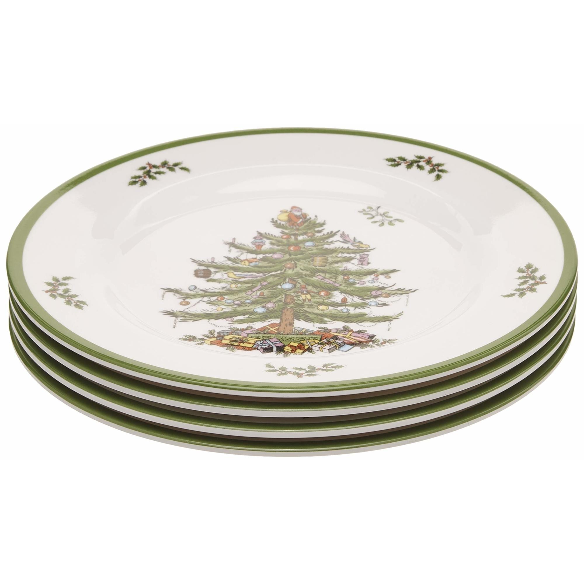 Ensemble de 4 assiettes plates en mélamine Spode motif sapin de Noël - 11 D