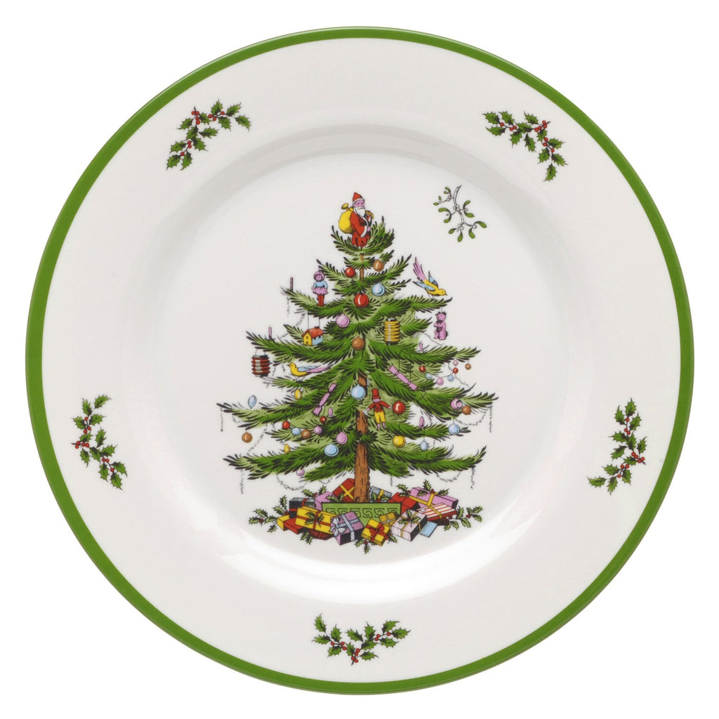 Ensemble de 4 assiettes plates en mélamine Spode motif sapin de Noël - 11 D