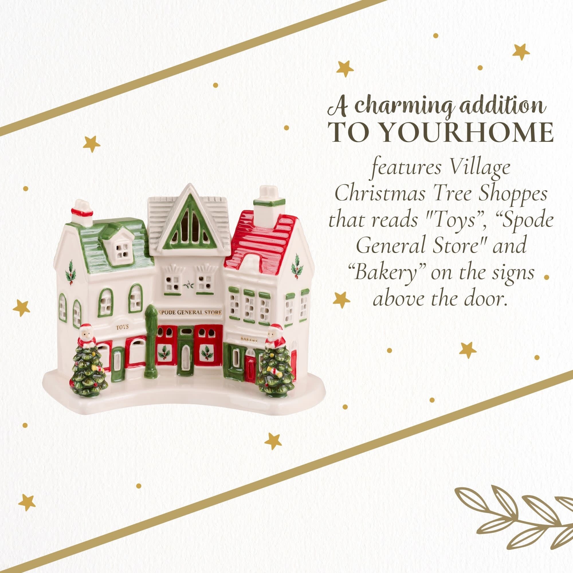 Arbre de Noël Spode Village Shoppes - 7,9 L x 3 l x 5 H