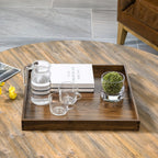 Plateau de service carré en bois de noyer noir KINWELL avec poignées