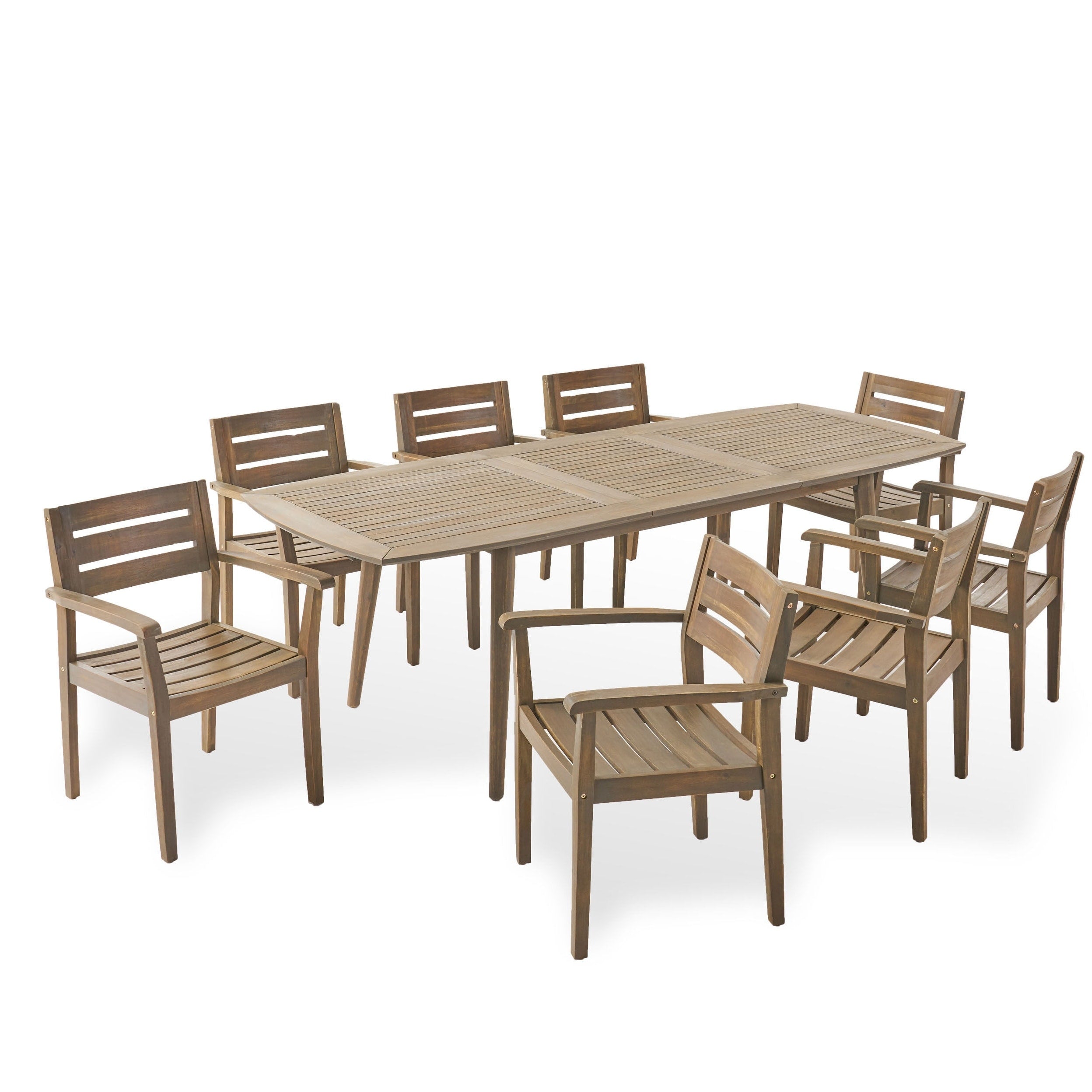 Ensemble de salle à manger extensible d'extérieur en bois d'acacia Stamford 9 pièces par Christopher Knight Home