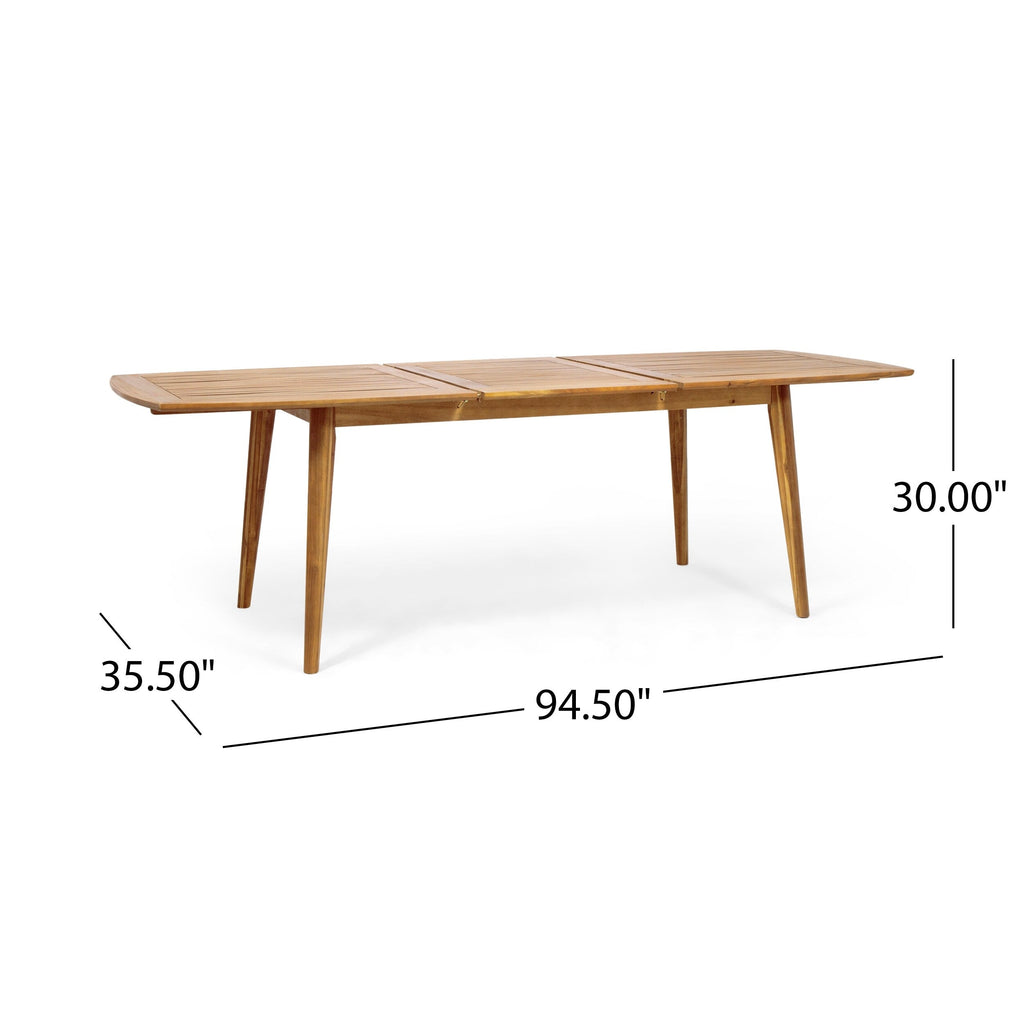 Ensemble de salle à manger extensible d'extérieur en bois d'acacia Stamford 9 pièces par Christopher Knight Home