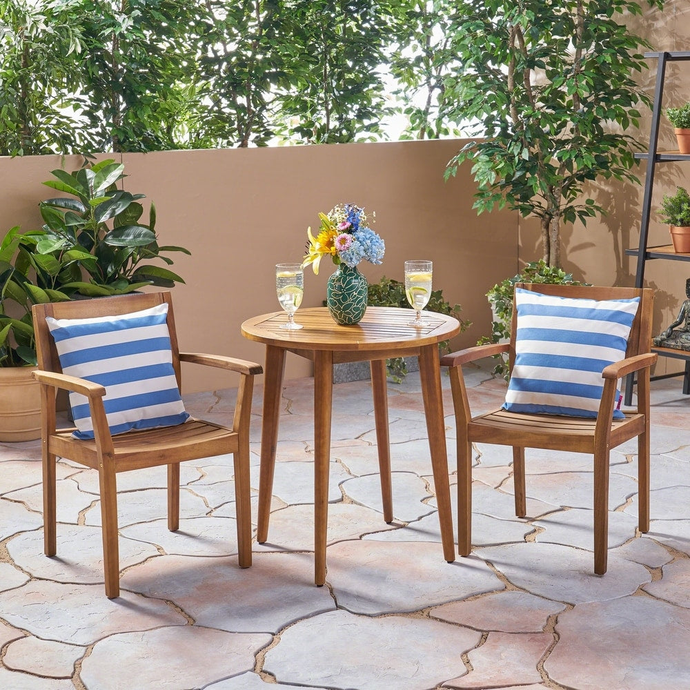 Ensemble bistrot d'extérieur 3 pièces en bois d'acacia Stamford par Christopher Knight Home