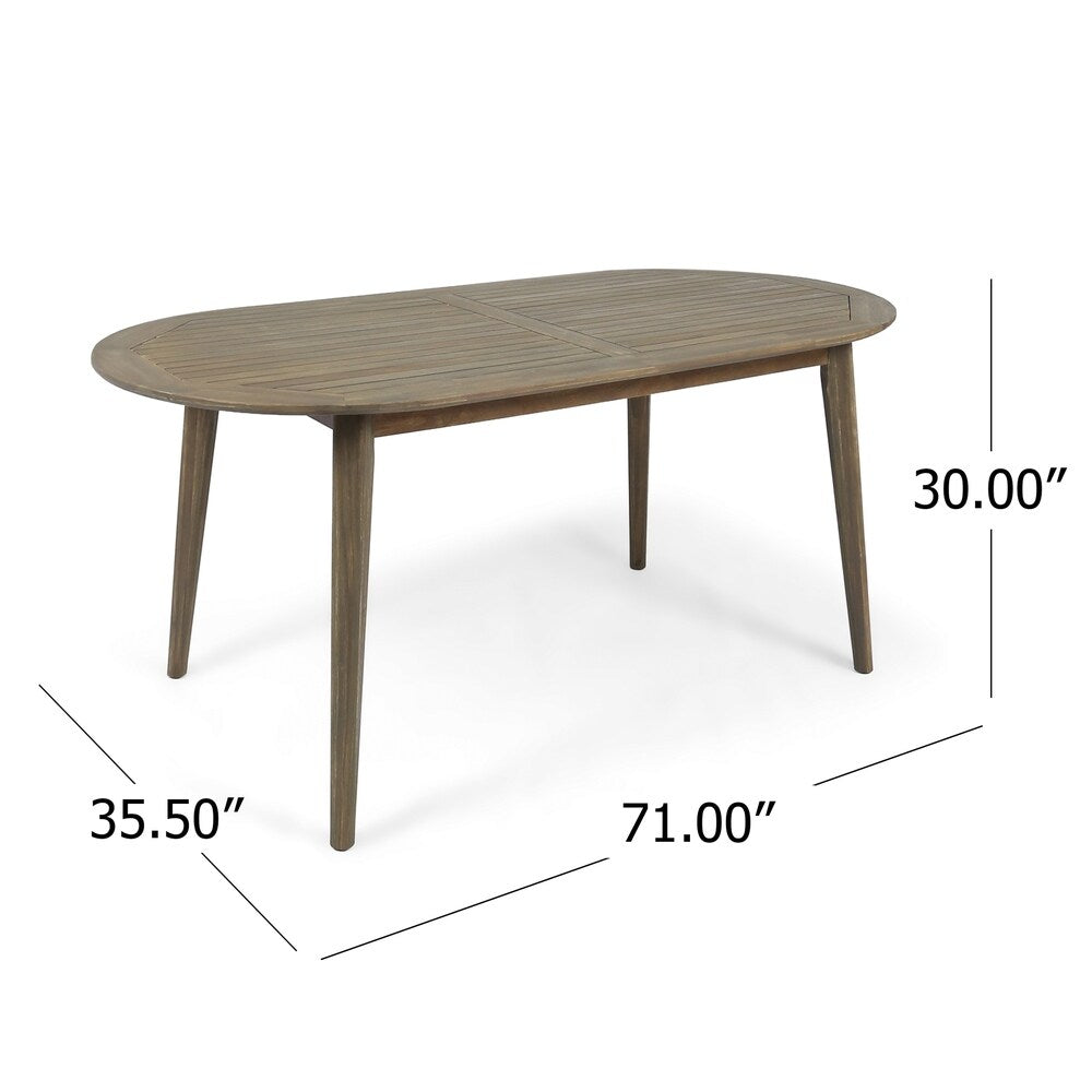 Ensemble de salle à manger d'extérieur Stamford 7 pièces en bois d'acacia avec table ovale par Christopher Knight Home