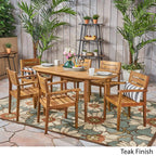 Ensemble de salle à manger d'extérieur Stamford 7 pièces en bois d'acacia avec table ovale par Christopher Knight Home