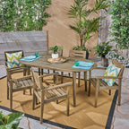 Ensemble de salle à manger d'extérieur Stamford 7 pièces en bois d'acacia avec table ovale par Christopher Knight Home
