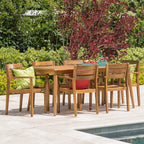 Ensemble de salle à manger rectangulaire d'extérieur Stamford 7 pièces en bois d'acacia par Christopher Knight Home