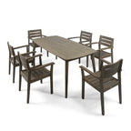 Ensemble de salle à manger rectangulaire d'extérieur Stamford 7 pièces en bois d'acacia par Christopher Knight Home