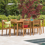 Ensemble de salle à manger rectangulaire d'extérieur Stamford 7 pièces en bois d'acacia par Christopher Knight Home