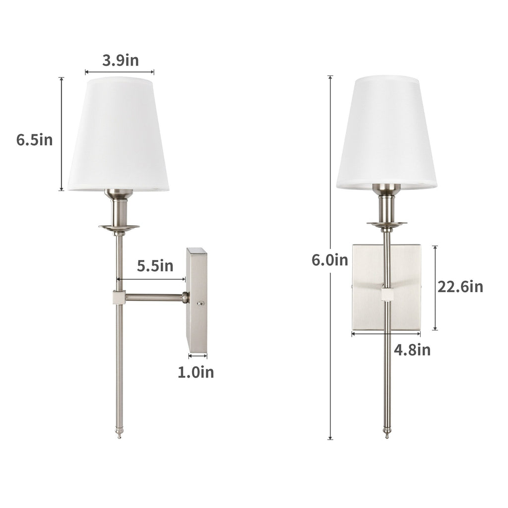 Starsky 1 - Ensemble d'appliques murales industrielles légères avec abat-jour conique en tissu (lot de 2)