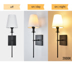 Starsky 1 - Ensemble d'appliques murales industrielles légères avec abat-jour conique en tissu (lot de 2)