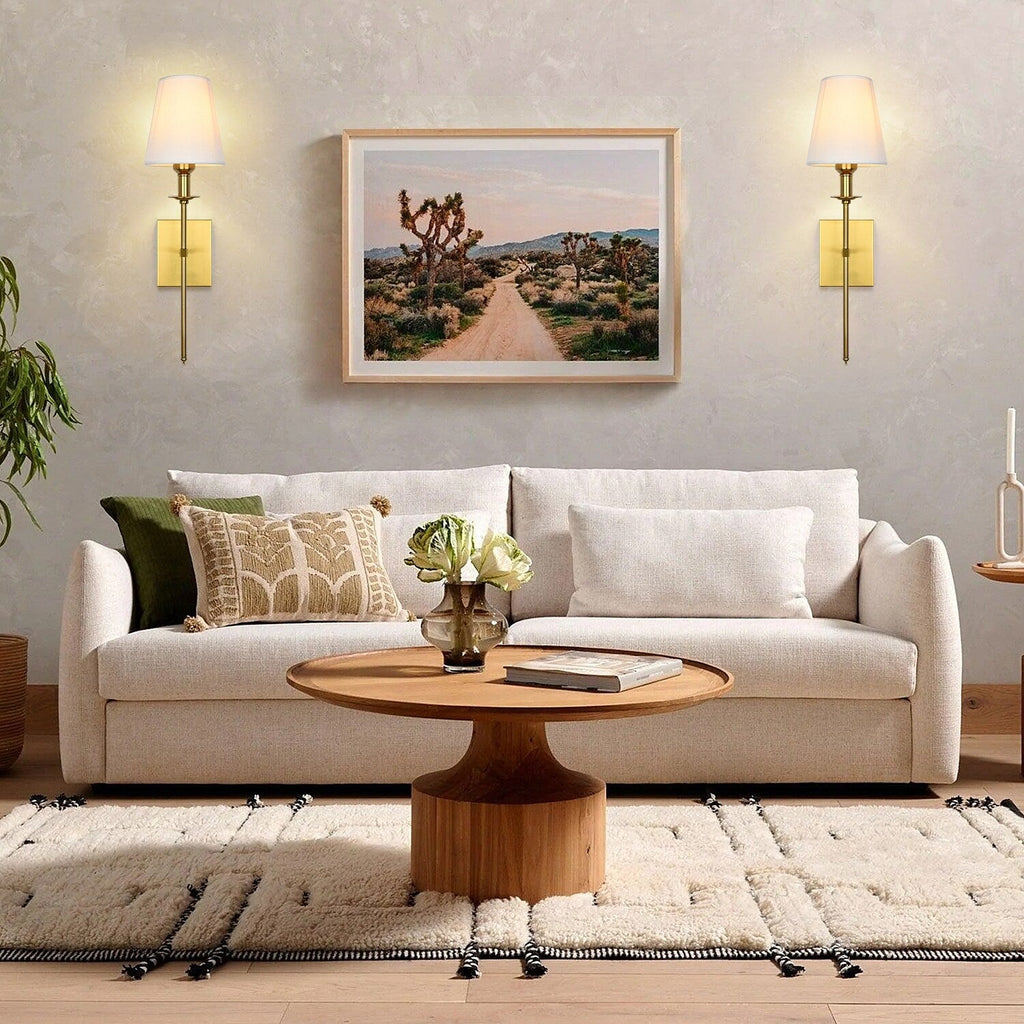Starsky 1 - Ensemble d'appliques murales industrielles légères avec abat-jour conique en tissu (lot de 2)