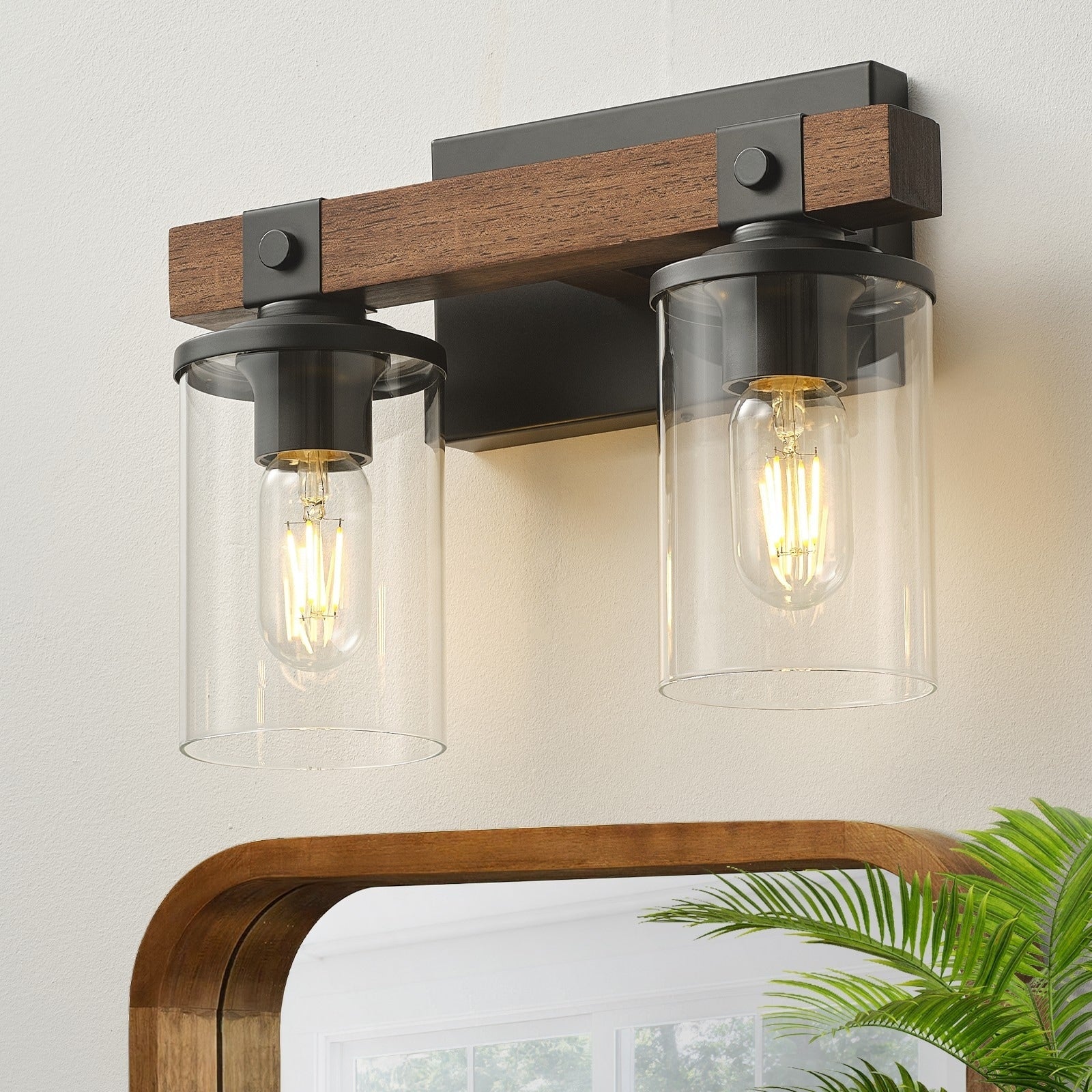 Applique murale de salle de bain Starsky 2, 3 ou 4 lampes en verre à intensité variable avec abat-jour cylindrique transparent
