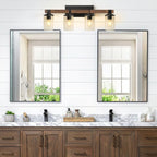 Applique murale de salle de bain Starsky 2, 3 ou 4 lampes en verre à intensité variable avec abat-jour cylindrique transparent
